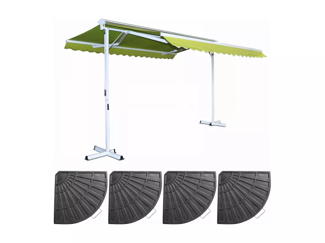 Store double pente 3 x 4m et 4 dalles lestées vert