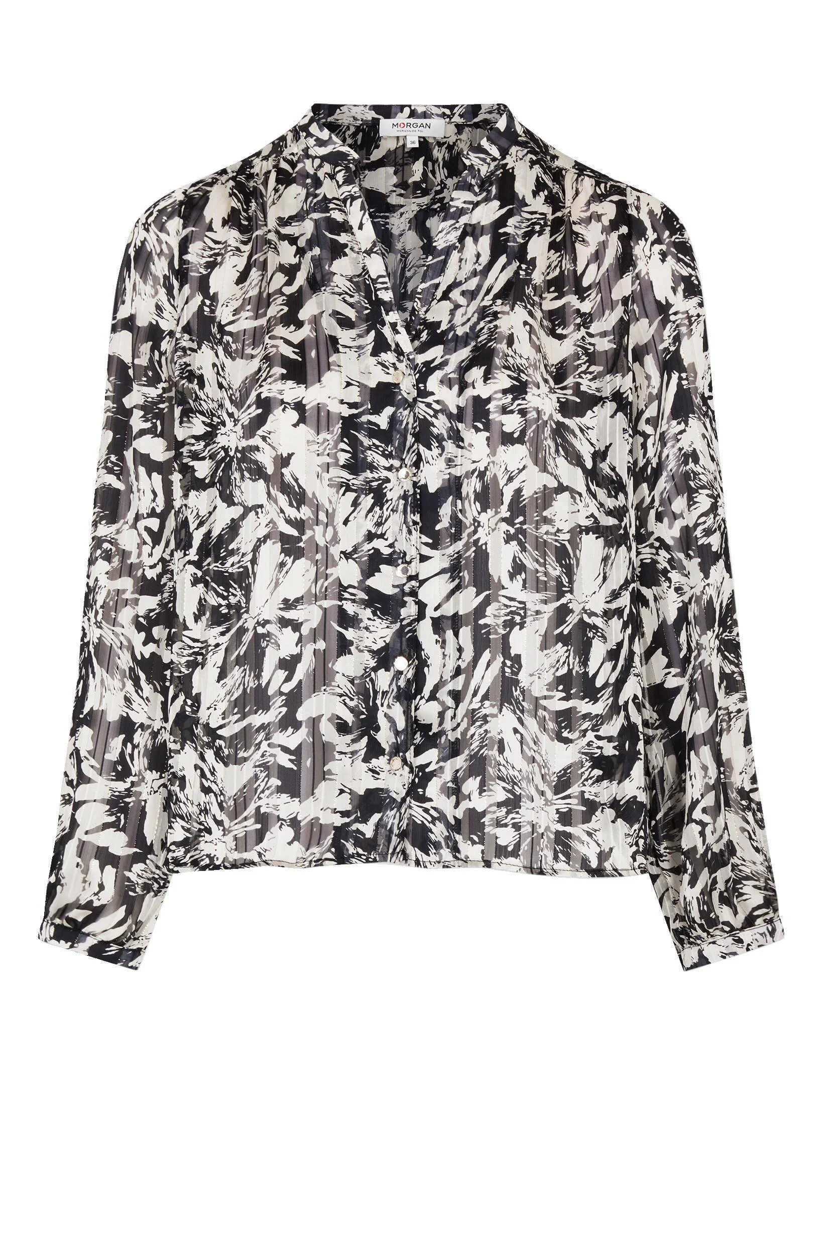 Morgan gebloemde semi-transparante blouse ecru/ zwart