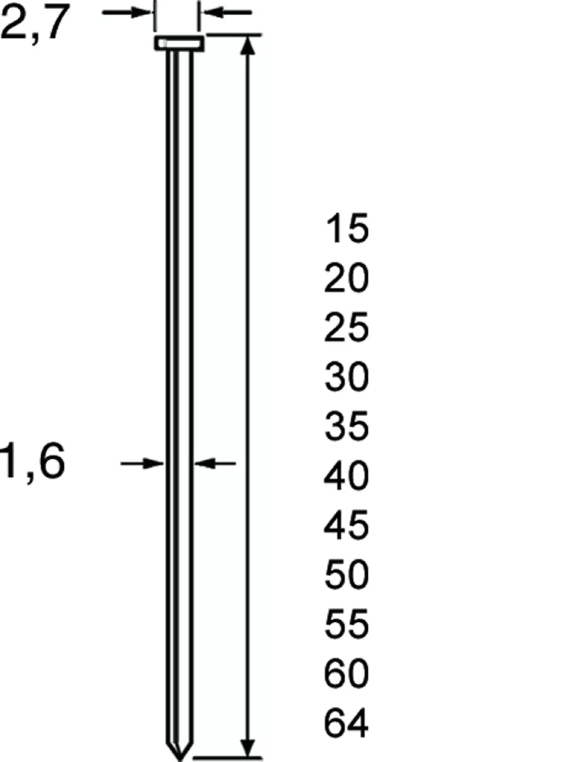 Dutack 5138039 SKN16 Brad - Verzinkt - 1,6 x 64mm (2500st)