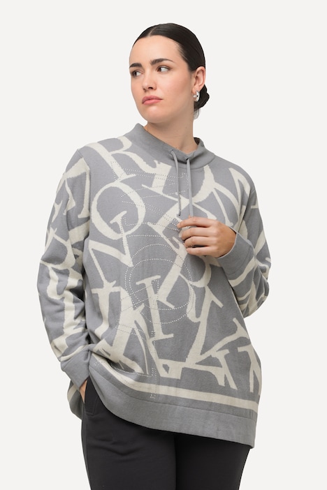 Pullover, Buchstaben, Ziernieten, Stehkragen, Langarm