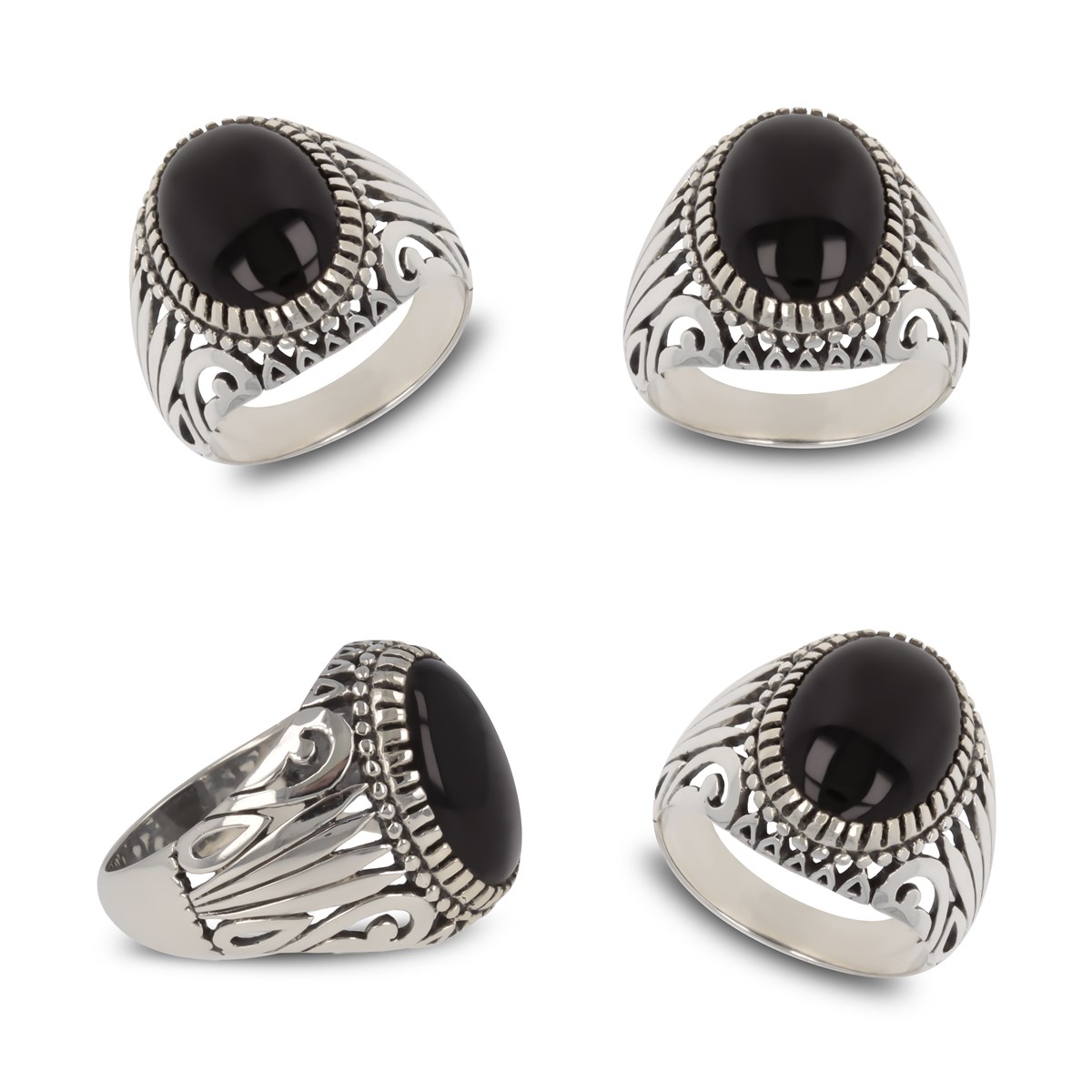 Bague Chevalière Femme en Argent 925 et Onyx Noir - Cadeau Parfait | Aden