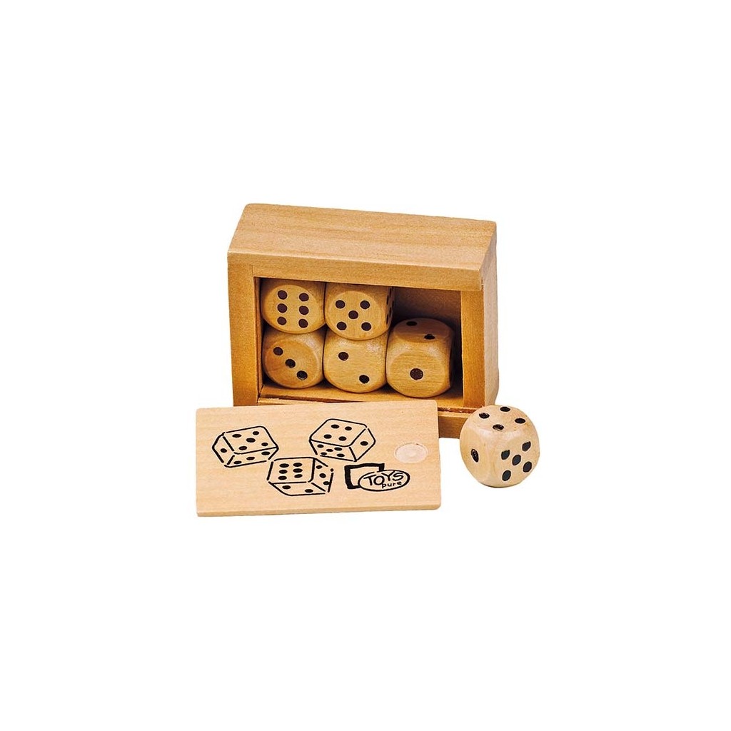 Boite de 6 Dés en Bois