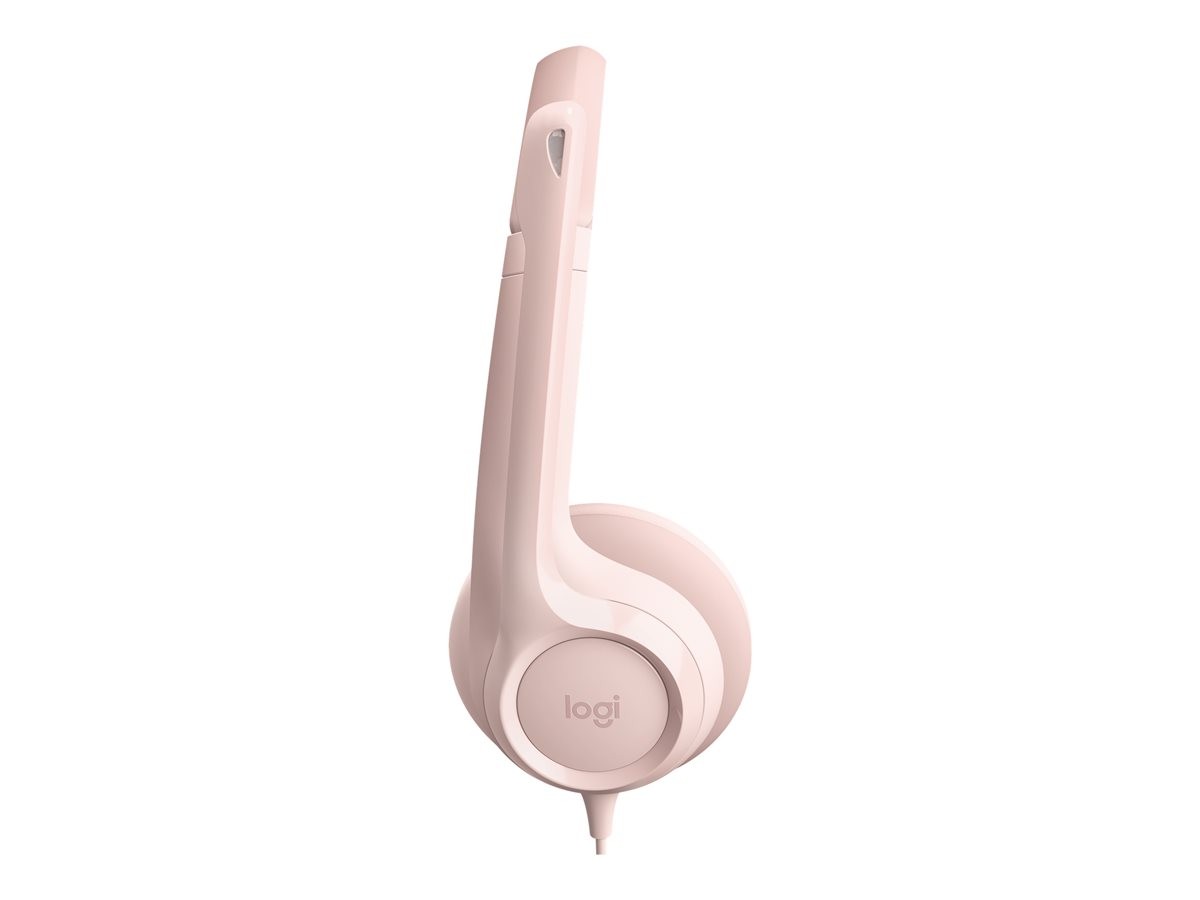Logitech - H390 Headset med ledning til pc/laptop, stereohovedtelefoner med støjreducerende mikrofon, USB-A, ROSE
