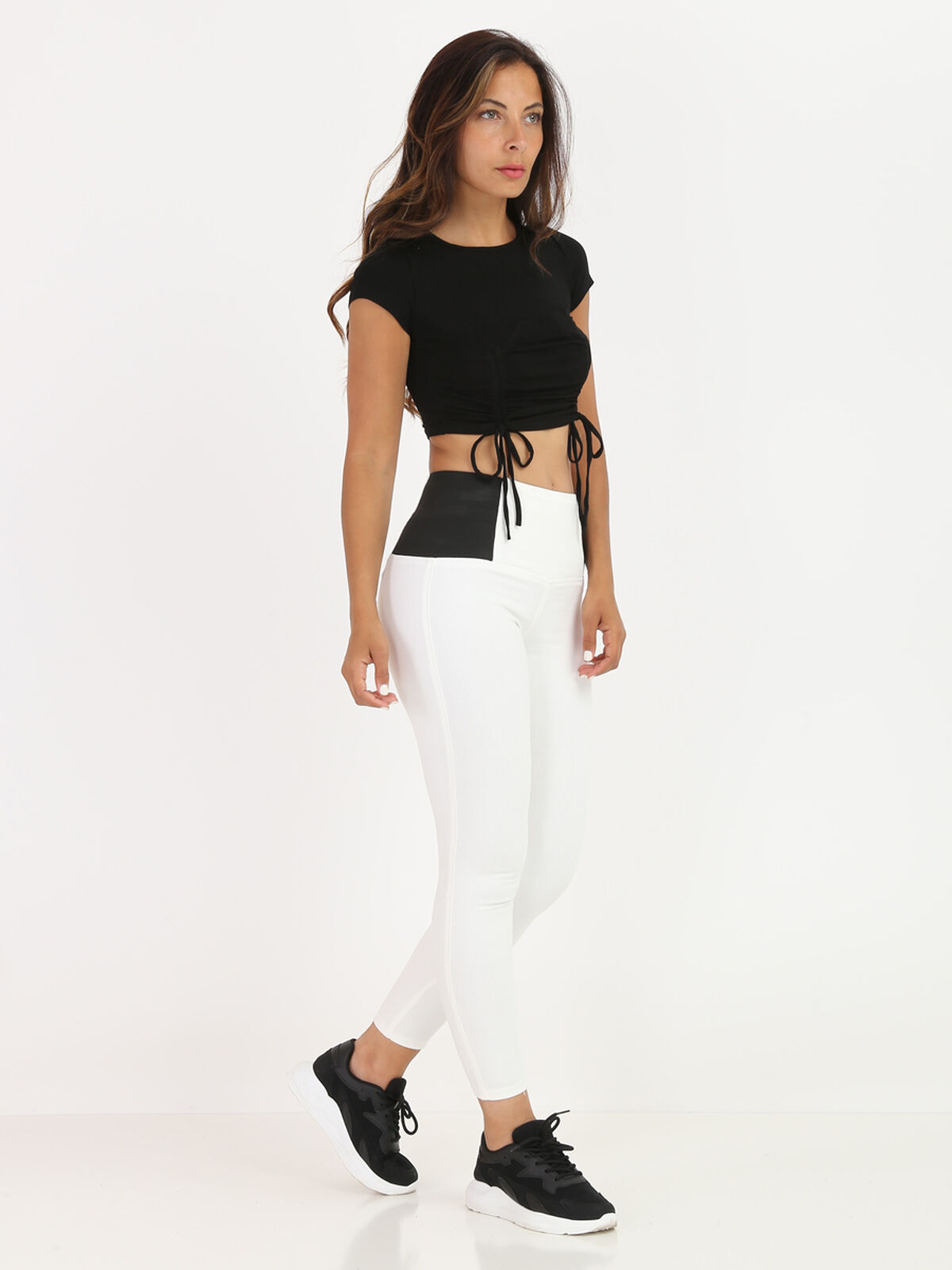Crop top froncé style corset- Noir