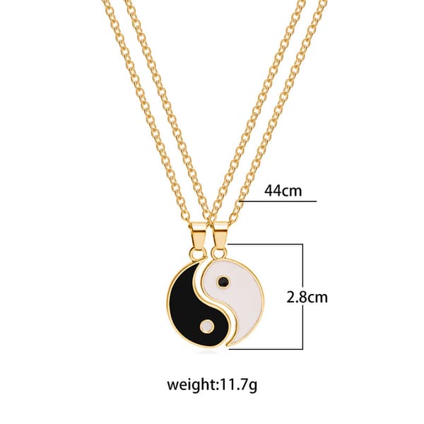 INF Yin Yang par halskjede med matchende anheng Gull 2 stk