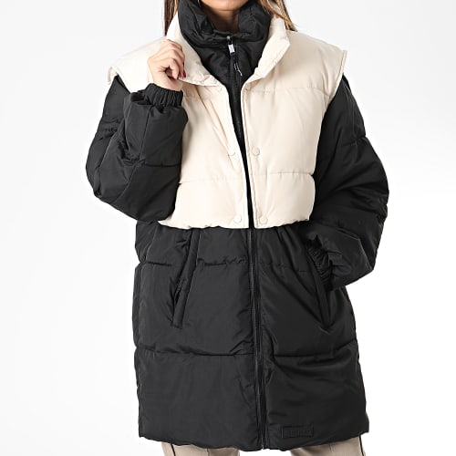 Doudoune Longue Femme W33497MOW Noir Beige