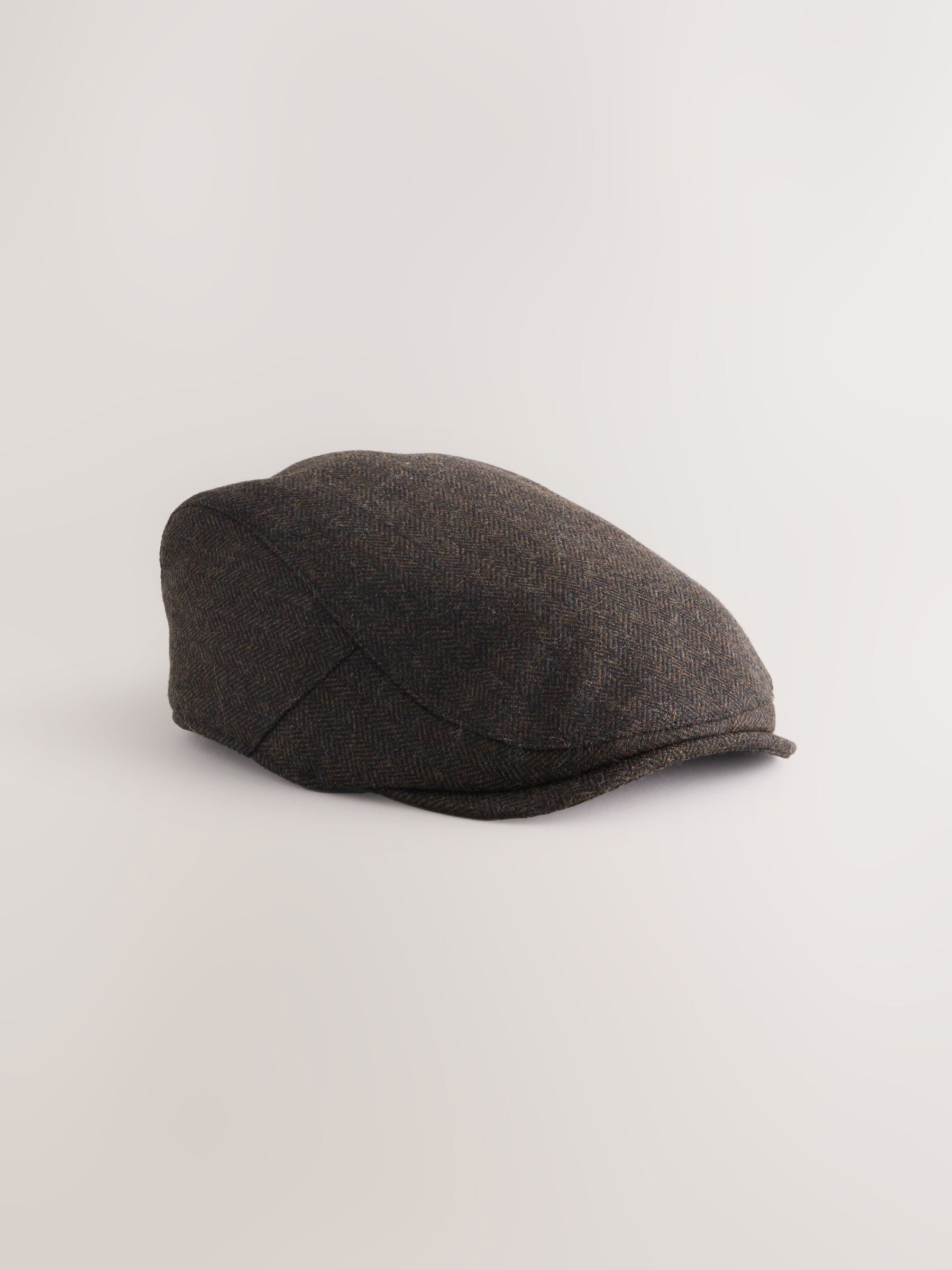 Bruin - Platte pet in visgraadmotief