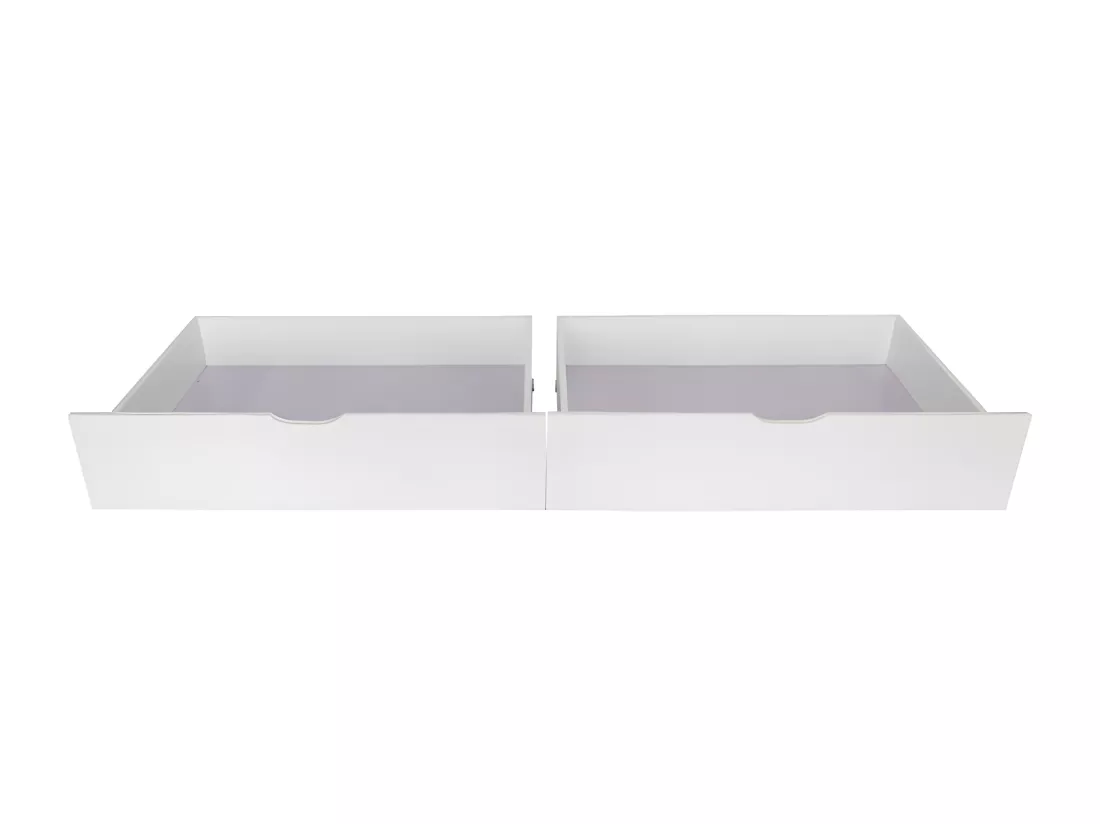 Lit superposé + 2 tiroirs bois blanc 90x190/90x190cm