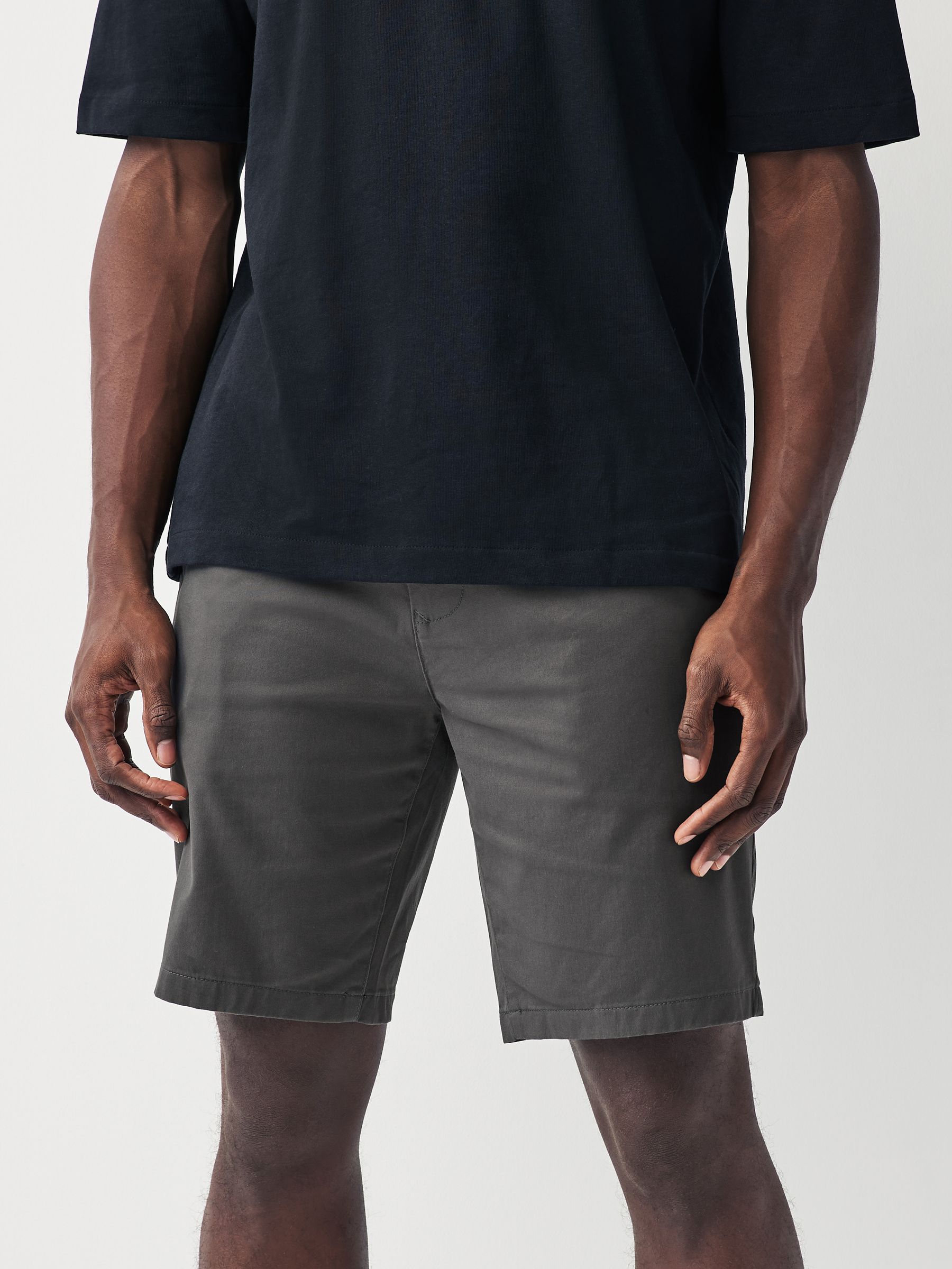 Antraciet - Slim Fit - Chinoshort met stretch