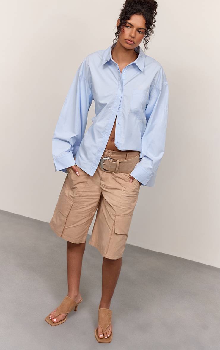 Bleu Chemise Oversize En Coton À Manches Larges