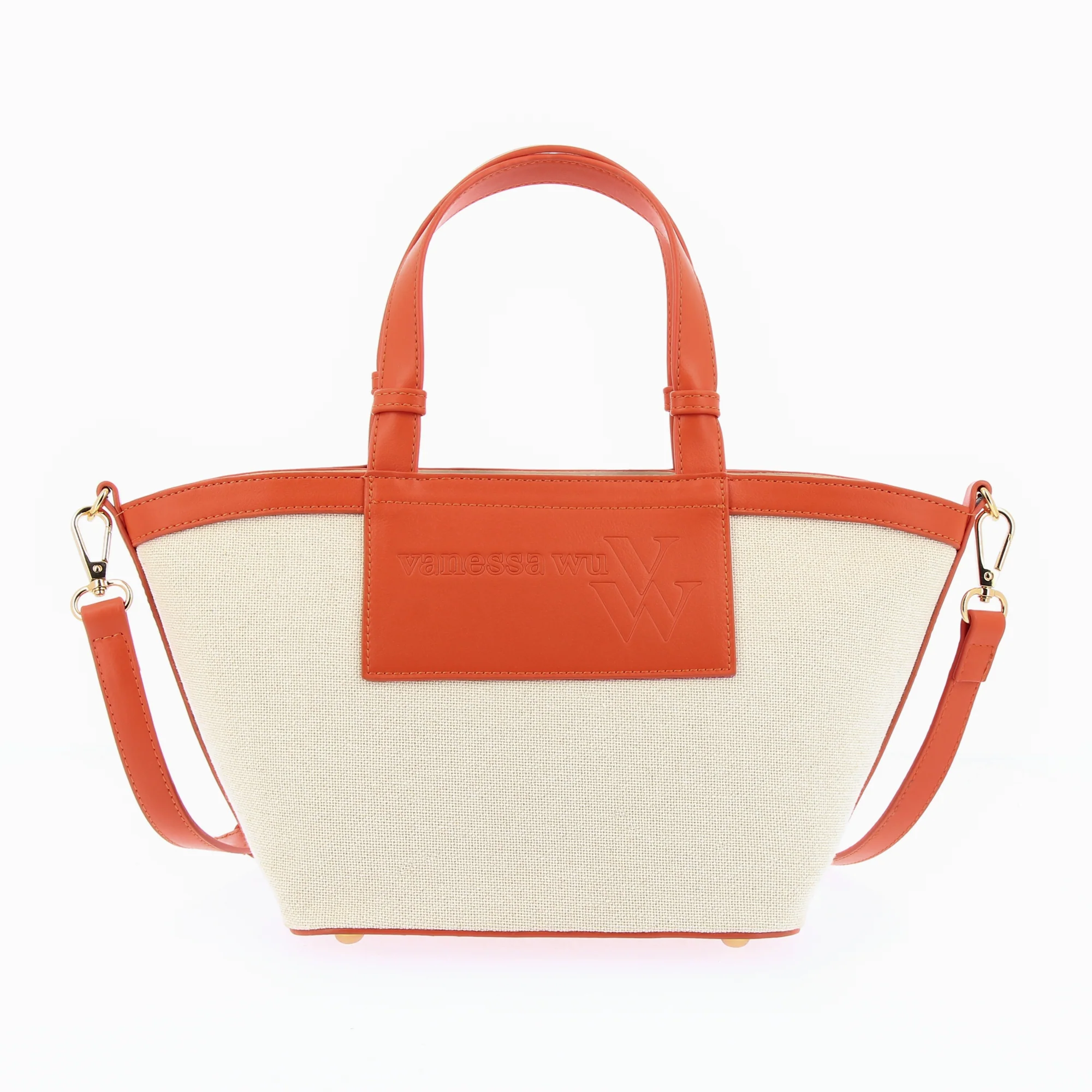 Sacs-Petit sac cabas trapèze Eve beige et orange