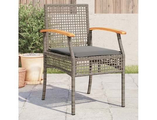 VIDAXL - Chaises de jardin coussins lot de 4 gris résine tressée acac...