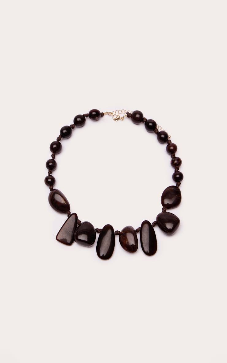 Dark Chocolate Collier Plastron En Résine Abstraite