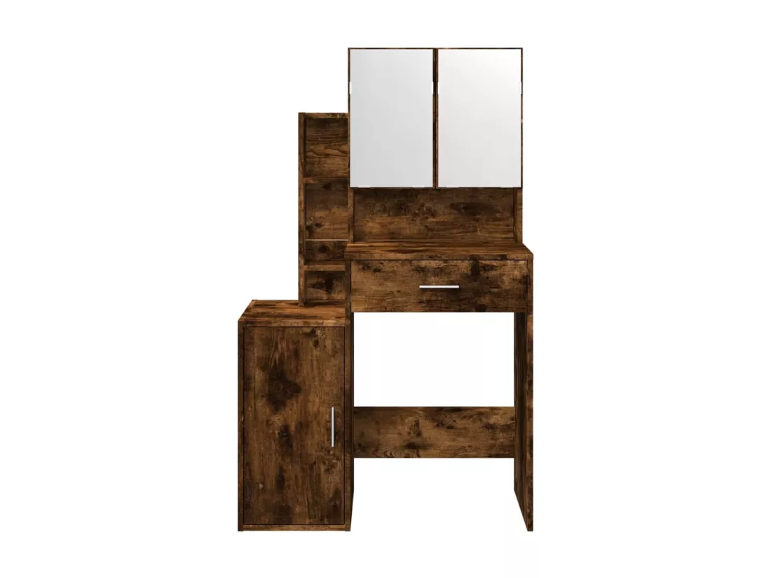 Coiffeuse avec armoire chêne fumé 80x35x132 cm