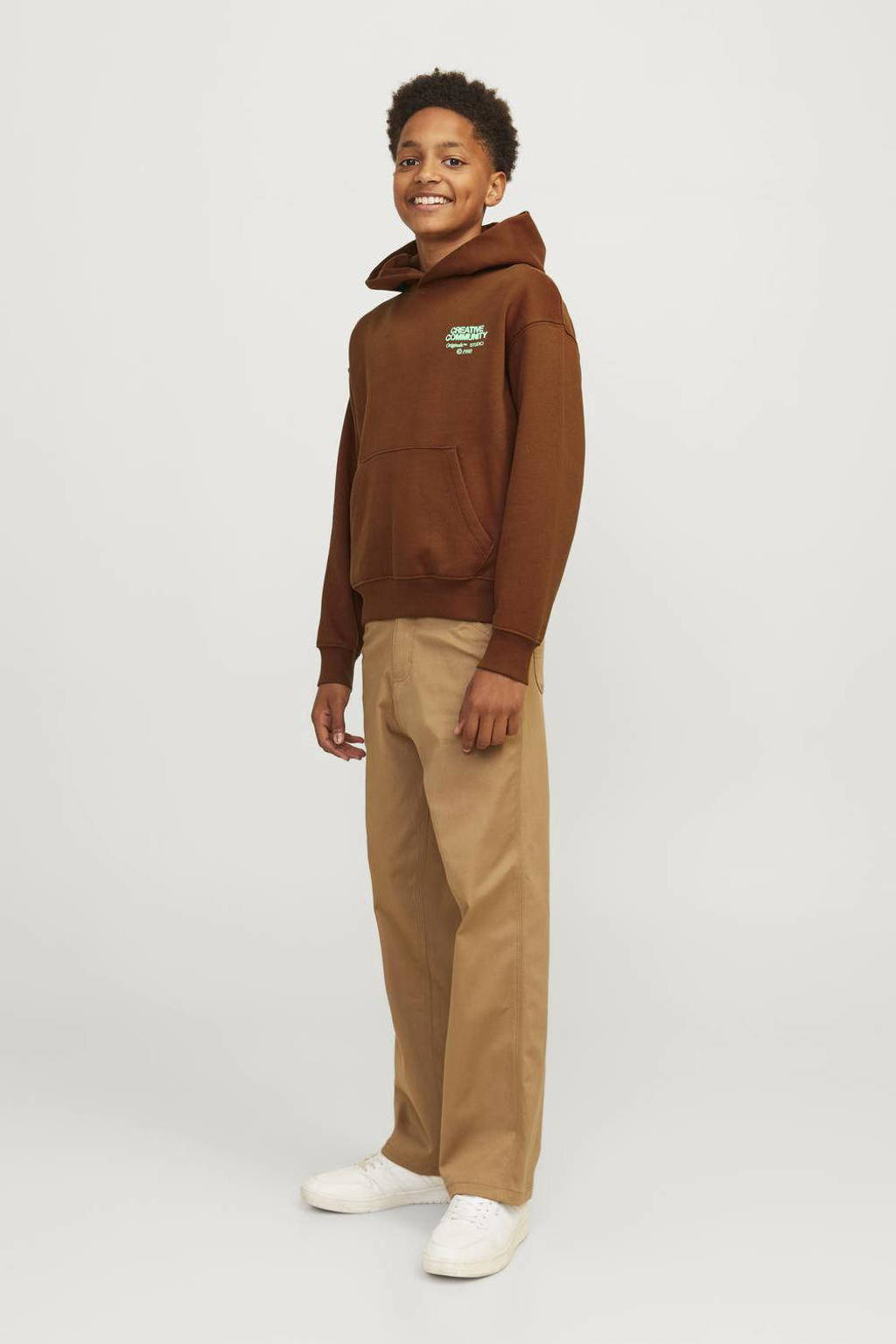 JACK & JONES sweater JORNOHO met backprint donkerbruin