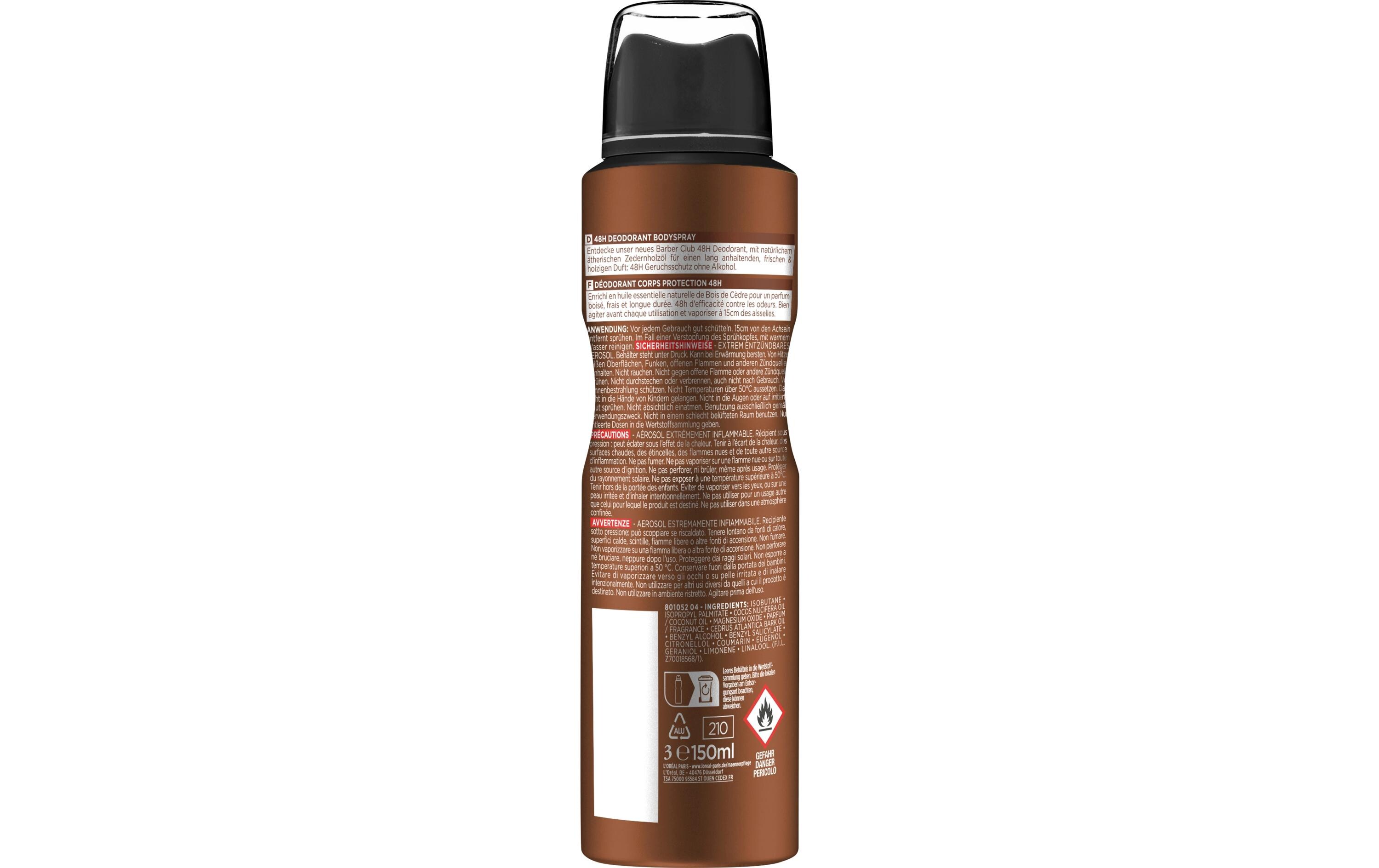 Deo Spray Barber Club 150 mlDeo für Männer schützt langanhaltend vor Schweiss und Geruch