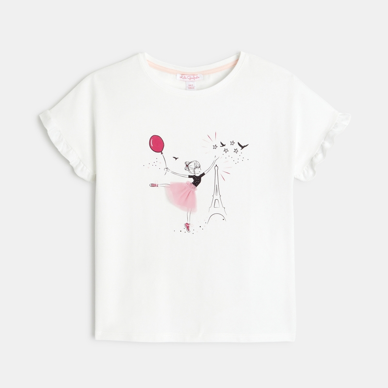 Tshirt blanc dessin crayonné Lili Gaufrette fille