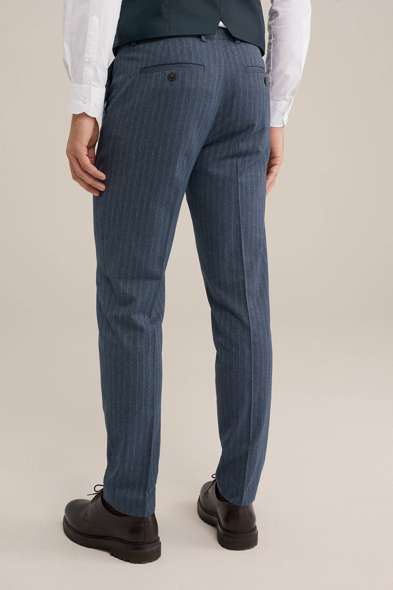 WE Fashion slim pantalon grijsblauw