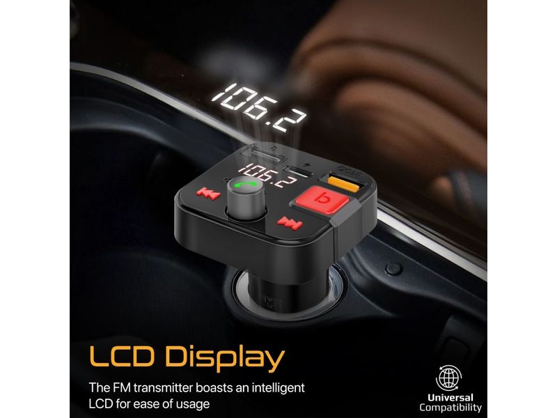 Promate ProMate PowerTune-30W FM-Transmitter Bluetooth FM-Transmitter mit Freisprecheinrichtung und Quick Charge 3.0