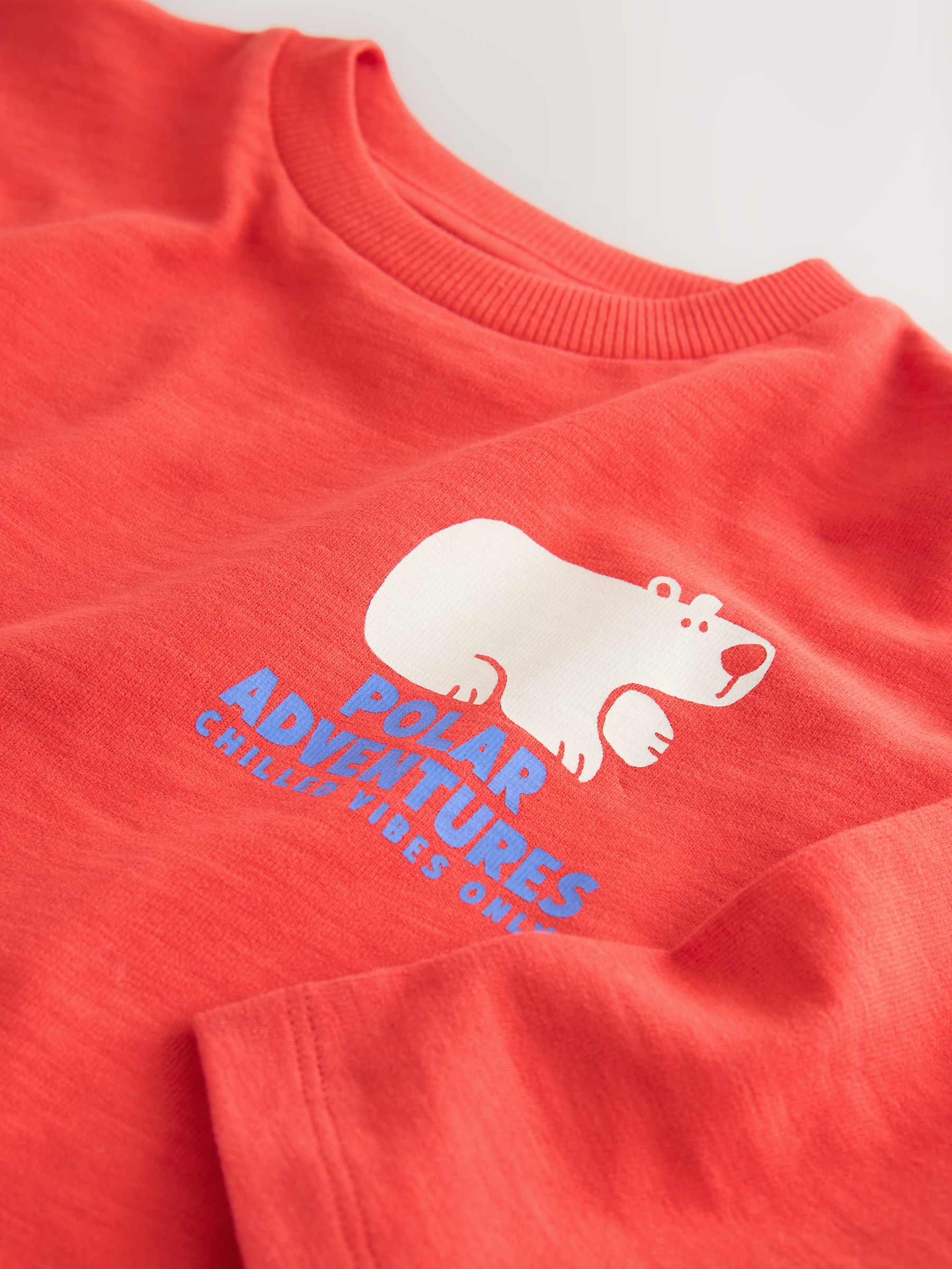 Rood met Polar Bear - T-shirt met lange mouwen en print op de rug (3mnd -8jr)