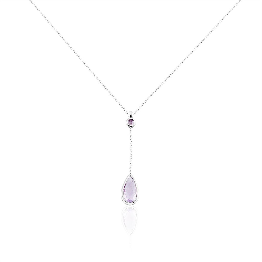 Collier Dennis Or Blanc Amethyste