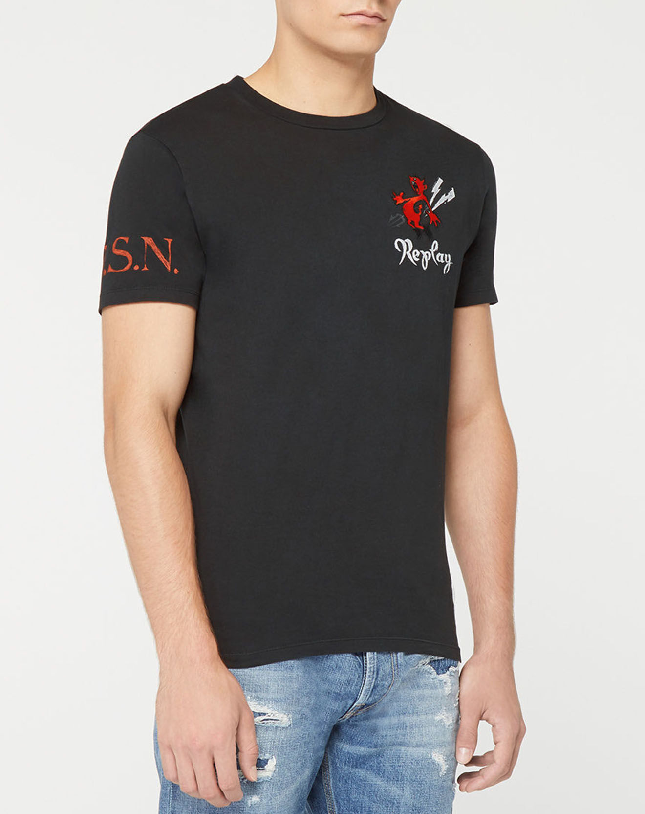 Replay T-Shirt Devil Cœur noir