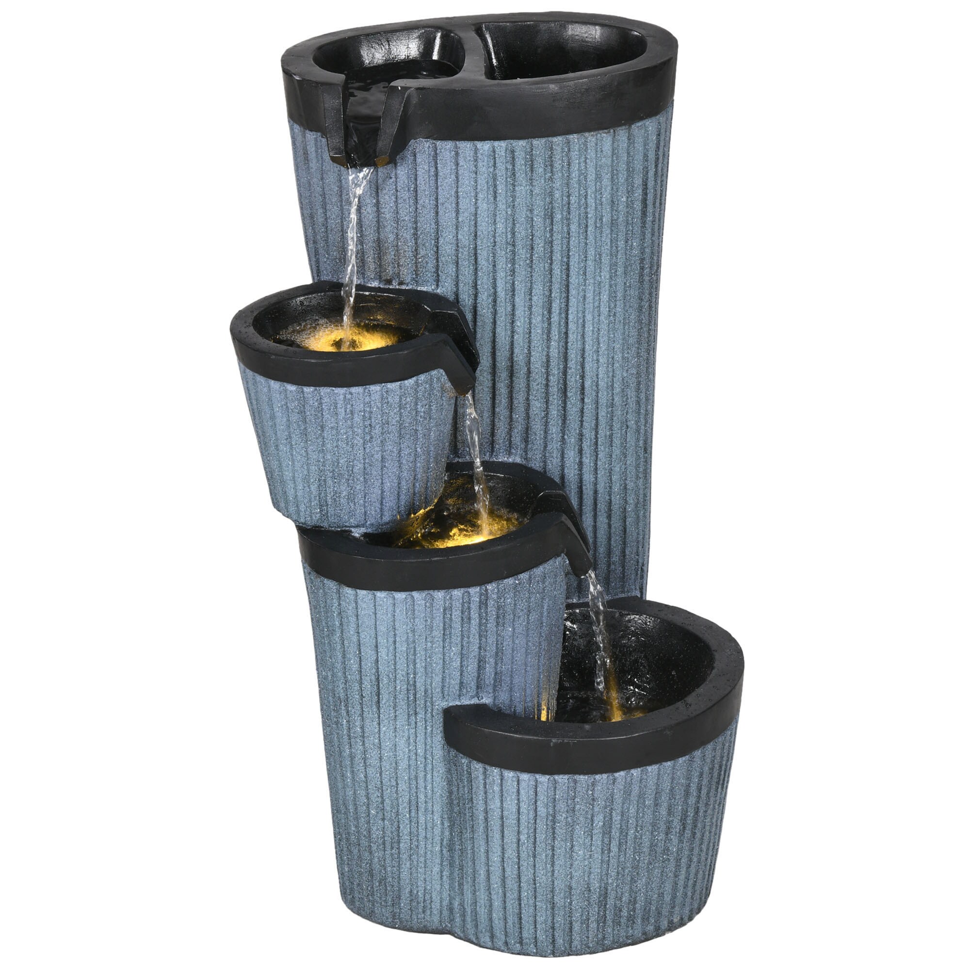 Outsunny Gartenbrunnen mit LED-Beleuchtung grau 33L x 30B x 57,5H cm