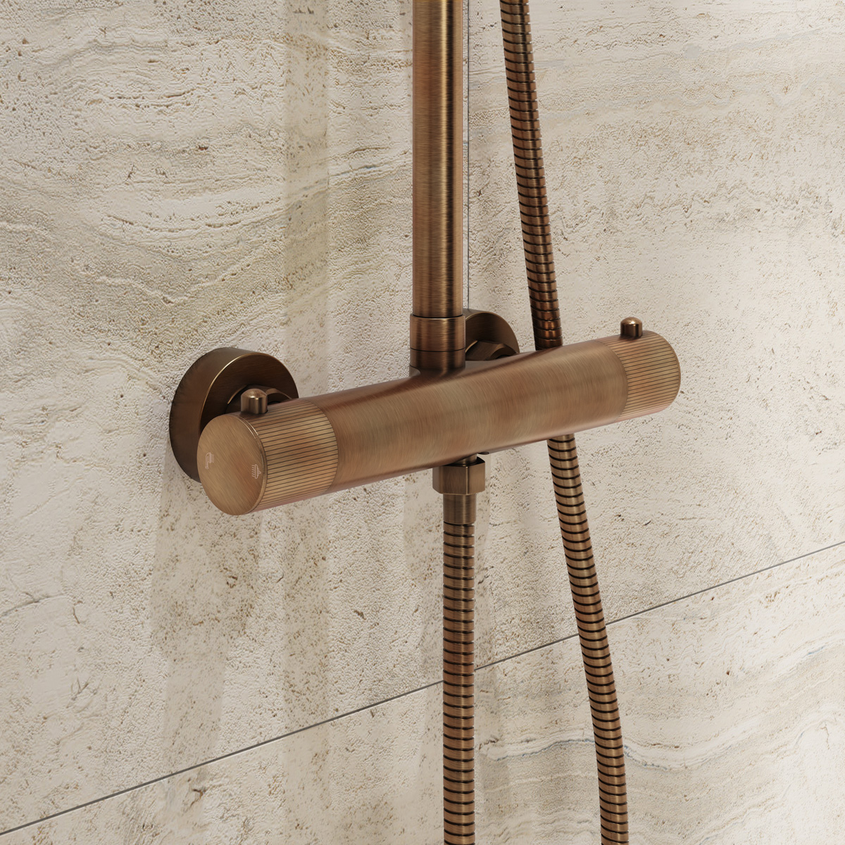 Saniclear Antique Stripes opbouw regendouche verouderd messing met 20cm hoofddouche