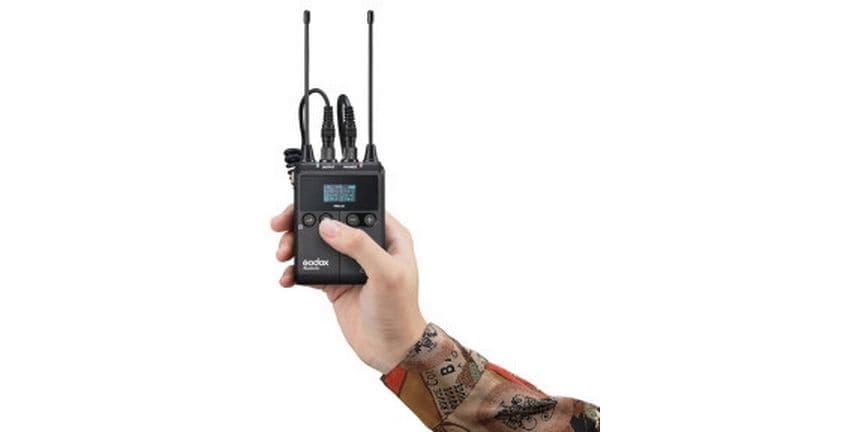 Godox Übertragungssystem WmicS1 UHF Funkempfänger RX Zusätzlicher Funkempfänger für das Drahtlossystem mit Lavalier-Mikrofonen und einem Zweikanal-Empfänger, das für mobile Journalisten, Videofilmer und Vlogger entwickelt wurde