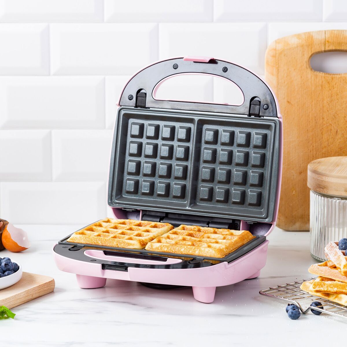 3-in-1 toastgrill/vaffeljern, pink