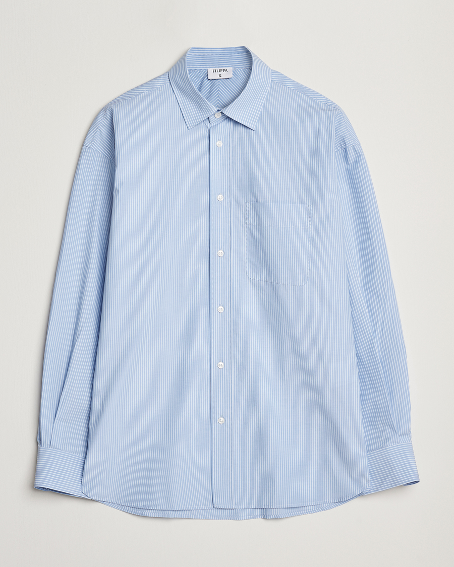 Filippa K Striped Cotton Poplin Shirt Light Blue/White