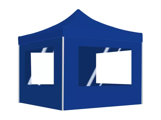 Tente de réception pliable avec parois Aluminium 2x2 m Bleu