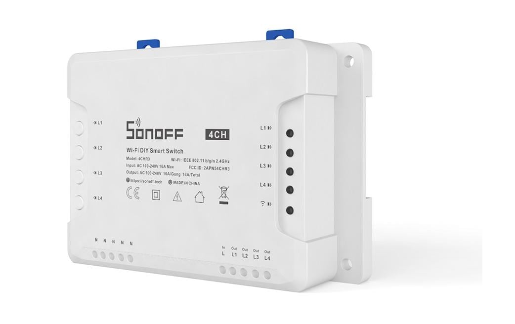 WLAN-Schaltaktor 4CHR3, 4-fach, 230 V, 10 A, WeissSmartphone steuerbarer 4-Kanal Wi-Fi Smart Switch