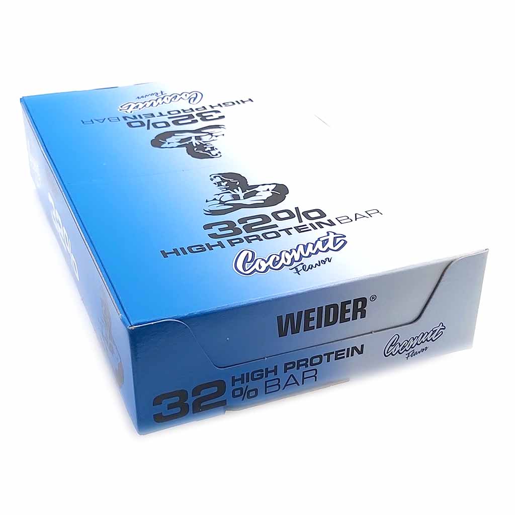 Weider 32% Protein Riegel Kokosnussgeschmack Thekendisplay 12x60g =720g MHD:20.1.26