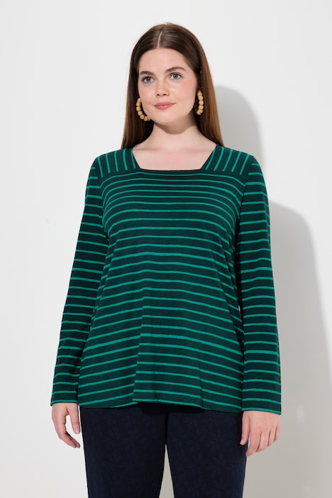 Shirt, Ringel, Carree-Ausschnitt, Langarm, Biobaumwolle