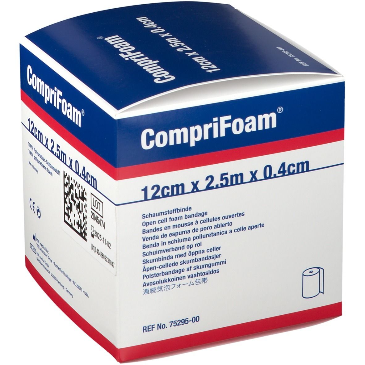 CompriFoam® Schaumstoffbinde 12 cm x 2,5 m x 0,4 cm