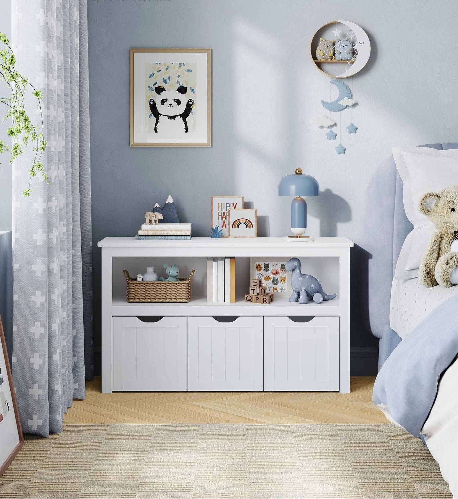 VASAGLE Spielzeugschrank für Kinderzimmer Weiß