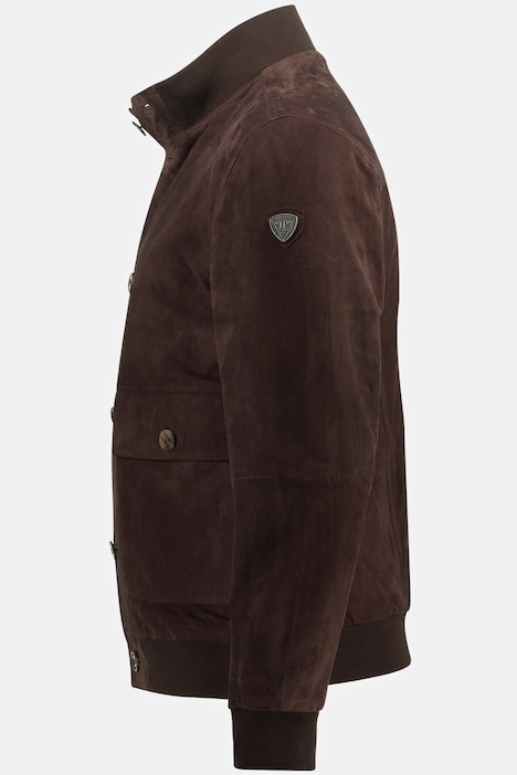 Lederjacke, Veloursleder, Stehkragen, Knopfleiste