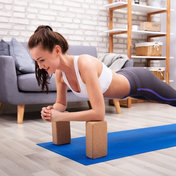 Yogablokk i kork, sett med 2 stk