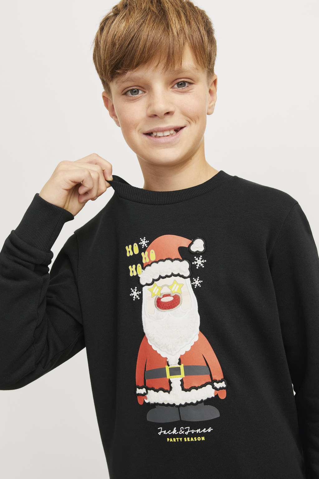 JACK & JONES kerstsweater JJXMAS JOLLY met printopdruk zwart
