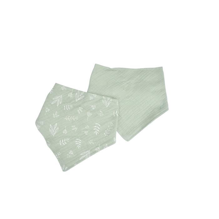 LOT 2 BAVOIRS BANDANA GAZE DE COTON 16X41CM CELADON