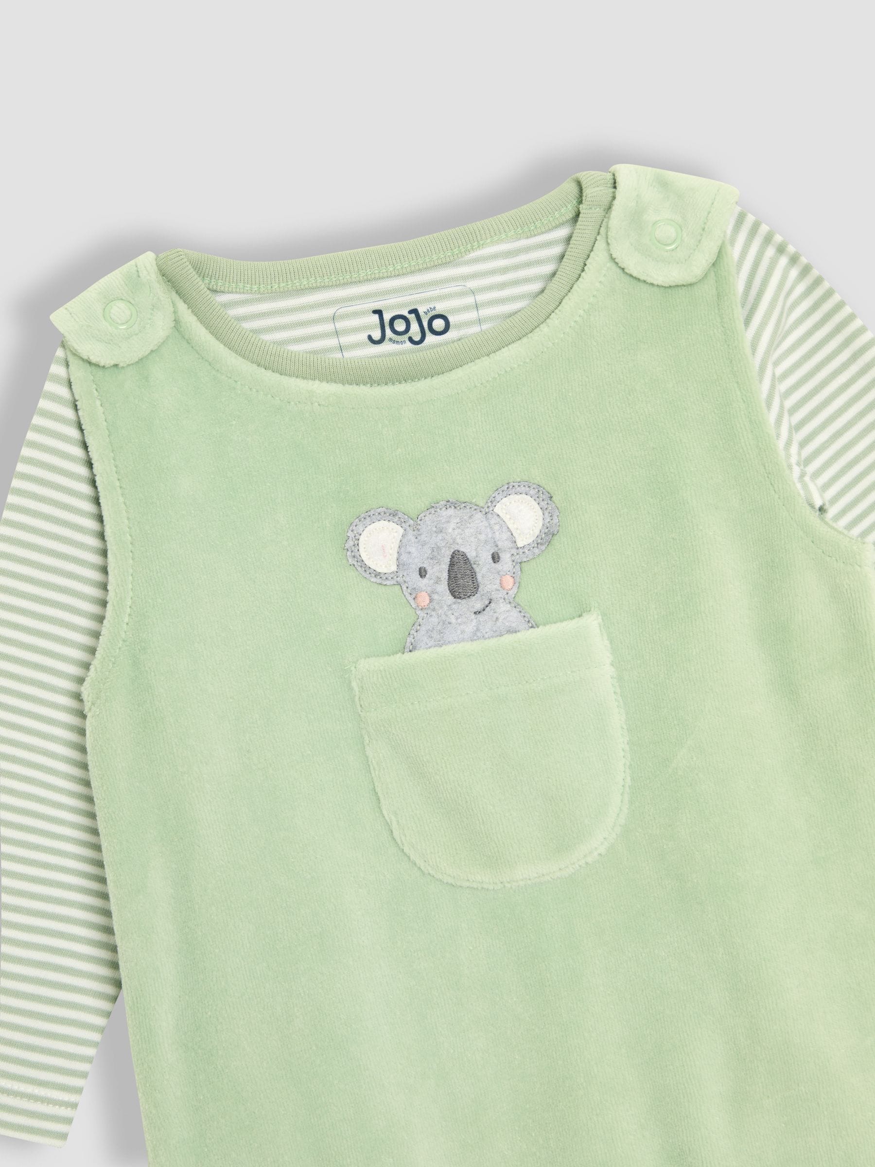 JoJo Maman Bébé Cotton Footed 2-Piece Dungarees Set
