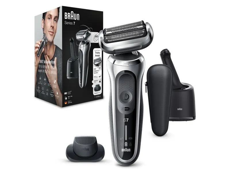 Braun Series 7 71-S7200cc, Folie shaver, Sort, Sølv, Knapper, Batteri, Lithium-Ion (Li-Ion), 50 min.