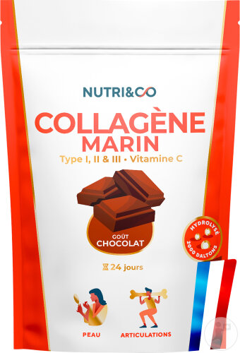 Nutri&Co Collagène Marin Type 1/2/3 Peau & Articulations Goût Cacao 240g
