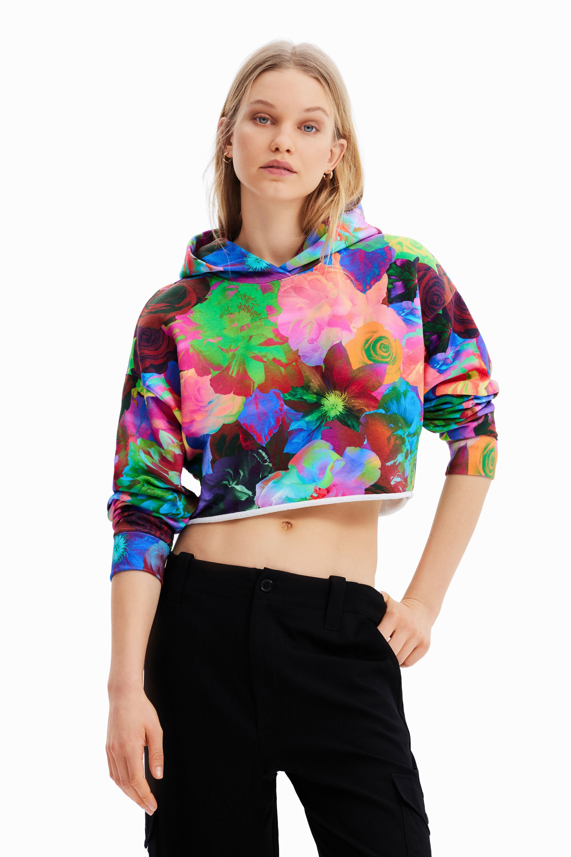 Sweat-shirt capuche oversize court
