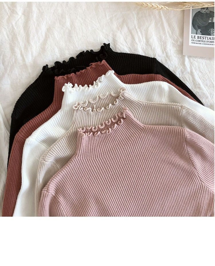 Maido - Sla rand mock hals gebreide top