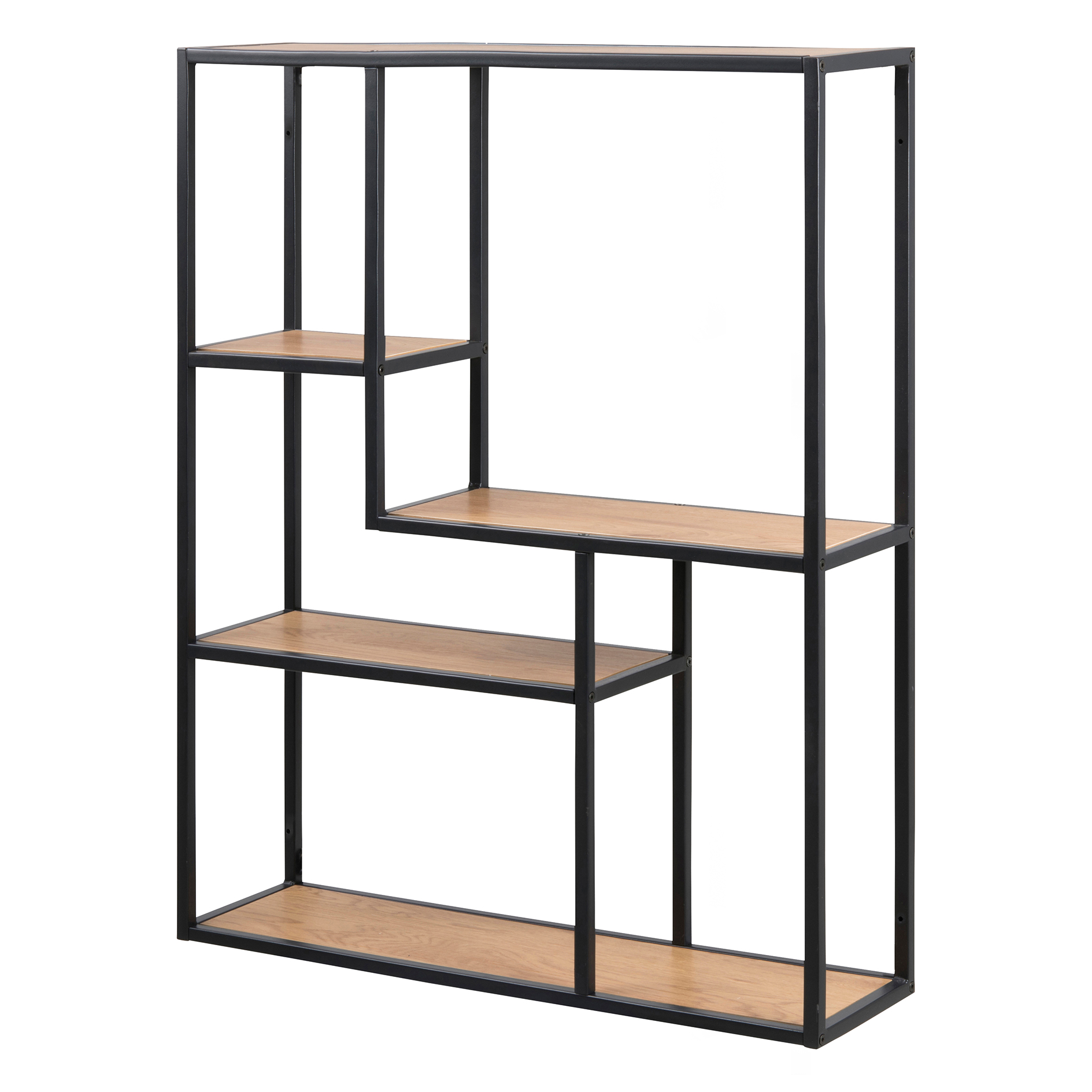 Wandregal SEAFORD - schwarz matt-Wildeiche - 75 cm