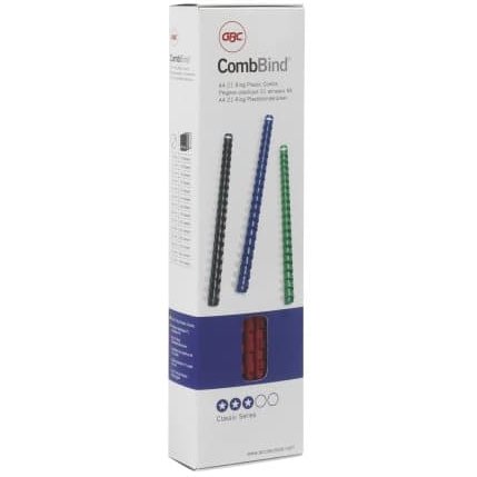 Peignes plastique gbc pour format a4 ï12mm 95 feuilles   coloris blanc boite de 100    unites