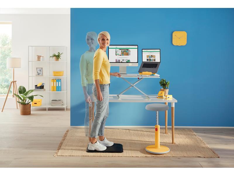 Leitz Ergo Cosy Active Sitz und Stehhocker Blau Höhenverstellbarer, ergonomischer Hocker zum Sitzen und Stehen für eine verbesserte Muskelaktivität und bessere Körperhaltung
