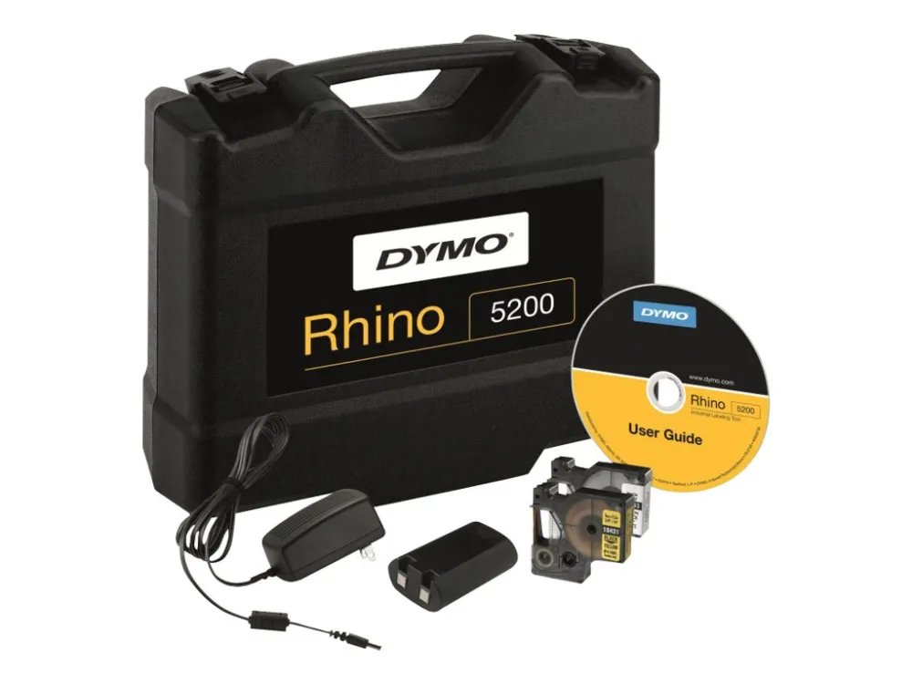 DYMO Rhino 5200 - Hard Case Kit - etikettemaskine - S/H - Rulle (1,9 cm) - skærer - gul
